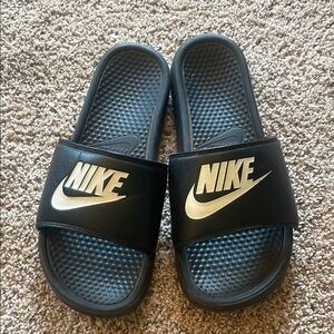Nike Black and White Slides size 13